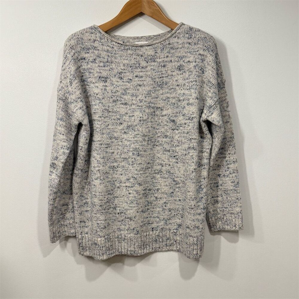 J. Jill Pure Jill Womens Marled Knit Sweater L Gray Blue Long Sleeve Cozy Layer